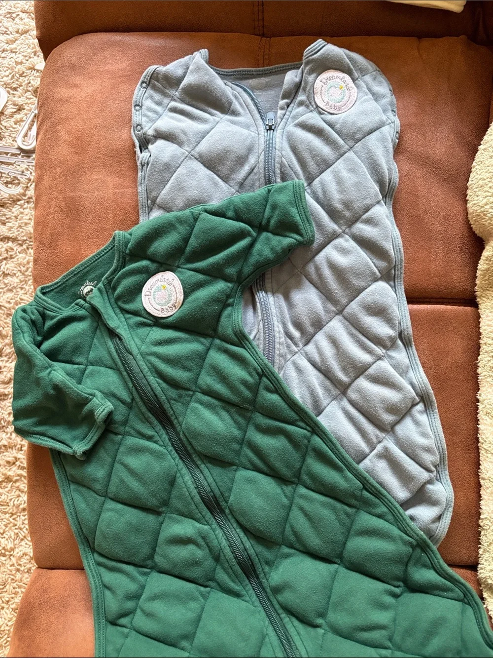 2-Pack Dreamland Baby Weighted Sleep Sacks in Green and Light Gray